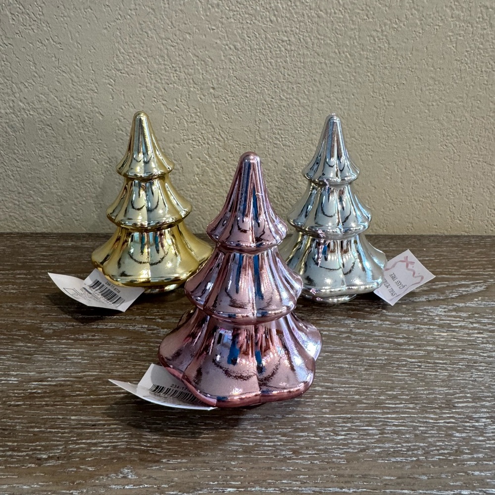 Target Bullseye Christmas 2025 Metallic Glass Tree Bundle - Small set of 3